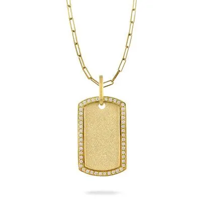 0.14ctw Diamond Dog Tag Pendant, 14K Yellow Gold