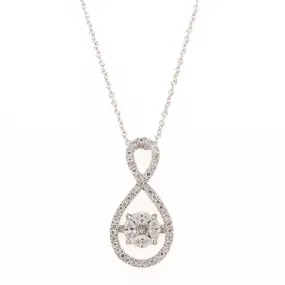 0.75ctw Dancing Diamond Pendant on 18" Necklace in 14K White Gold