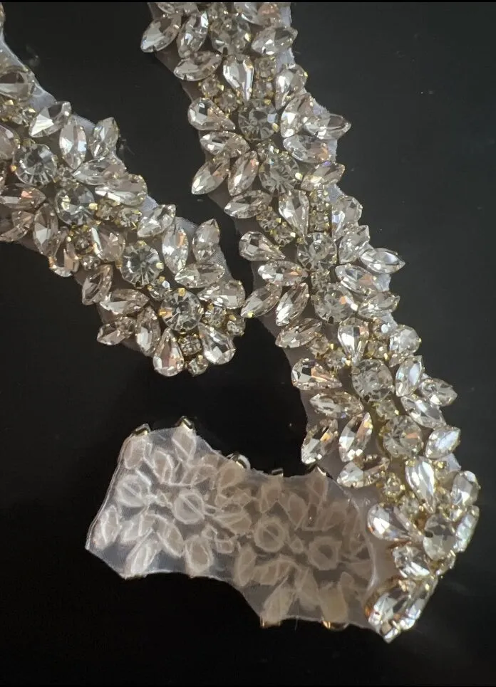 1 yard sparkling SILVER GOLD or rosegold rhinestone embellishment chain trimming  by Crystal Wedding UK