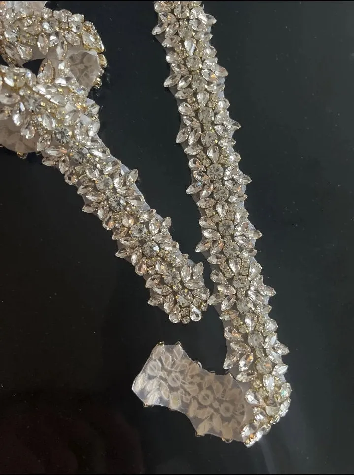 1 yard sparkling SILVER GOLD or rosegold rhinestone embellishment chain trimming  by Crystal Wedding UK