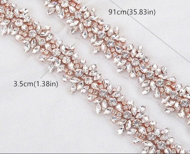 1 yard sparkling SILVER GOLD or rosegold rhinestone embellishment chain trimming  by Crystal Wedding UK
