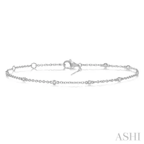 10K White Gold Diamond Station Bracelet, 0.15 Carat TW