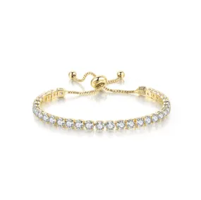 10k Yellow Gold 6 Cttw Created Cubic Zirconia Round Adjustable Tennis Plated Bracelet