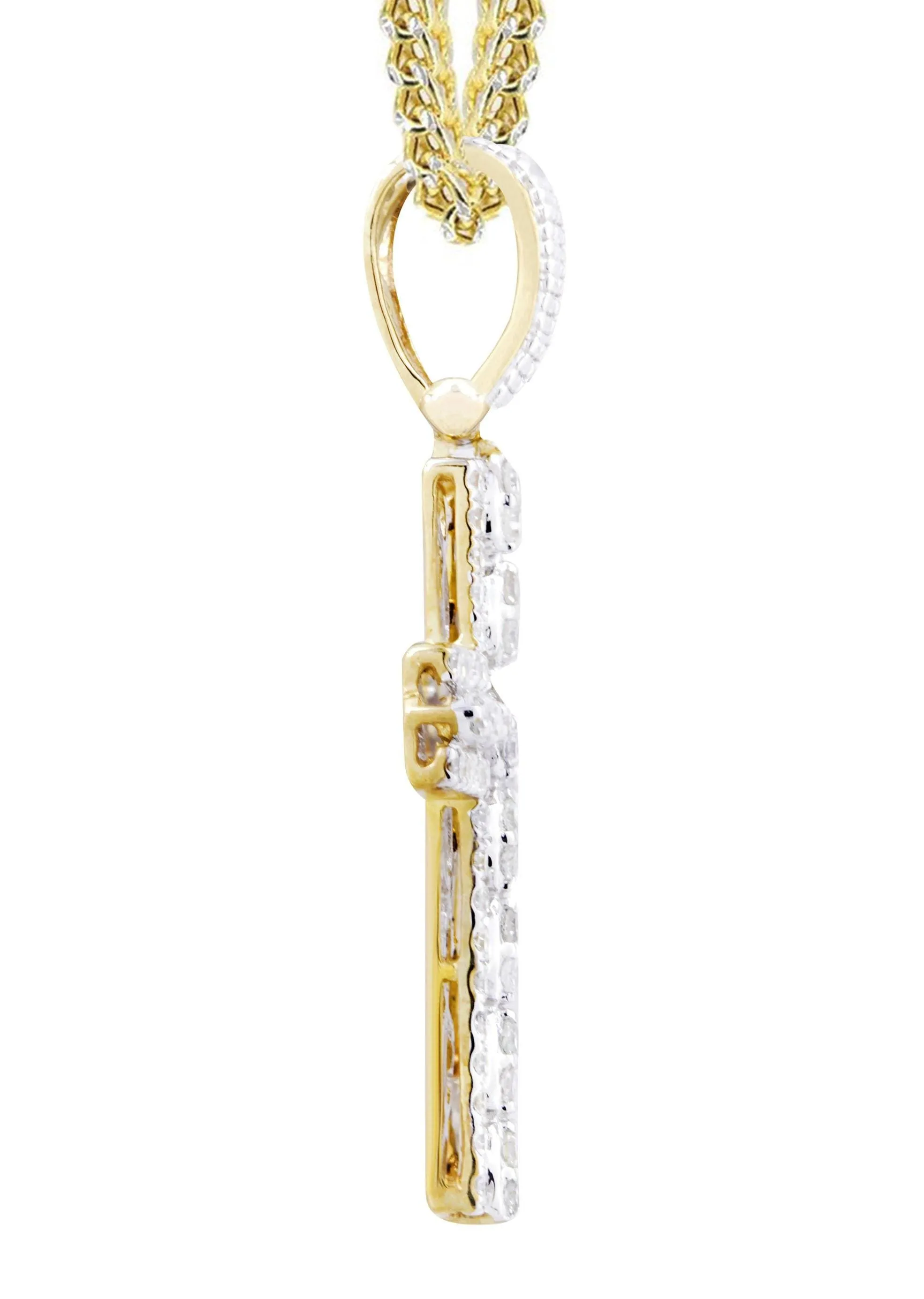 10K Yellow Gold Cross Diamond Necklace  | 1.26 Carats