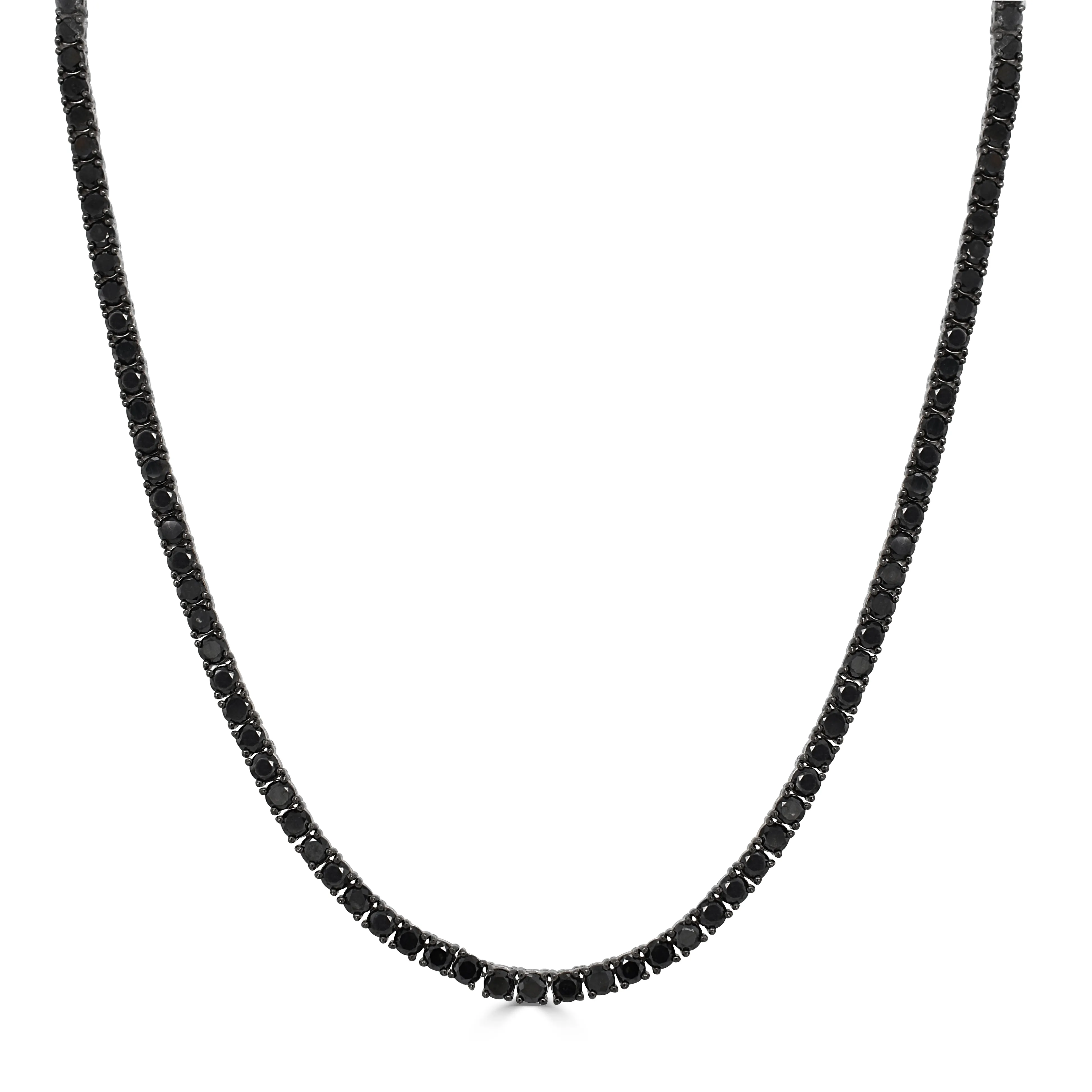 14K Gold & Black Diamond Tennis Necklace - 10.67ct