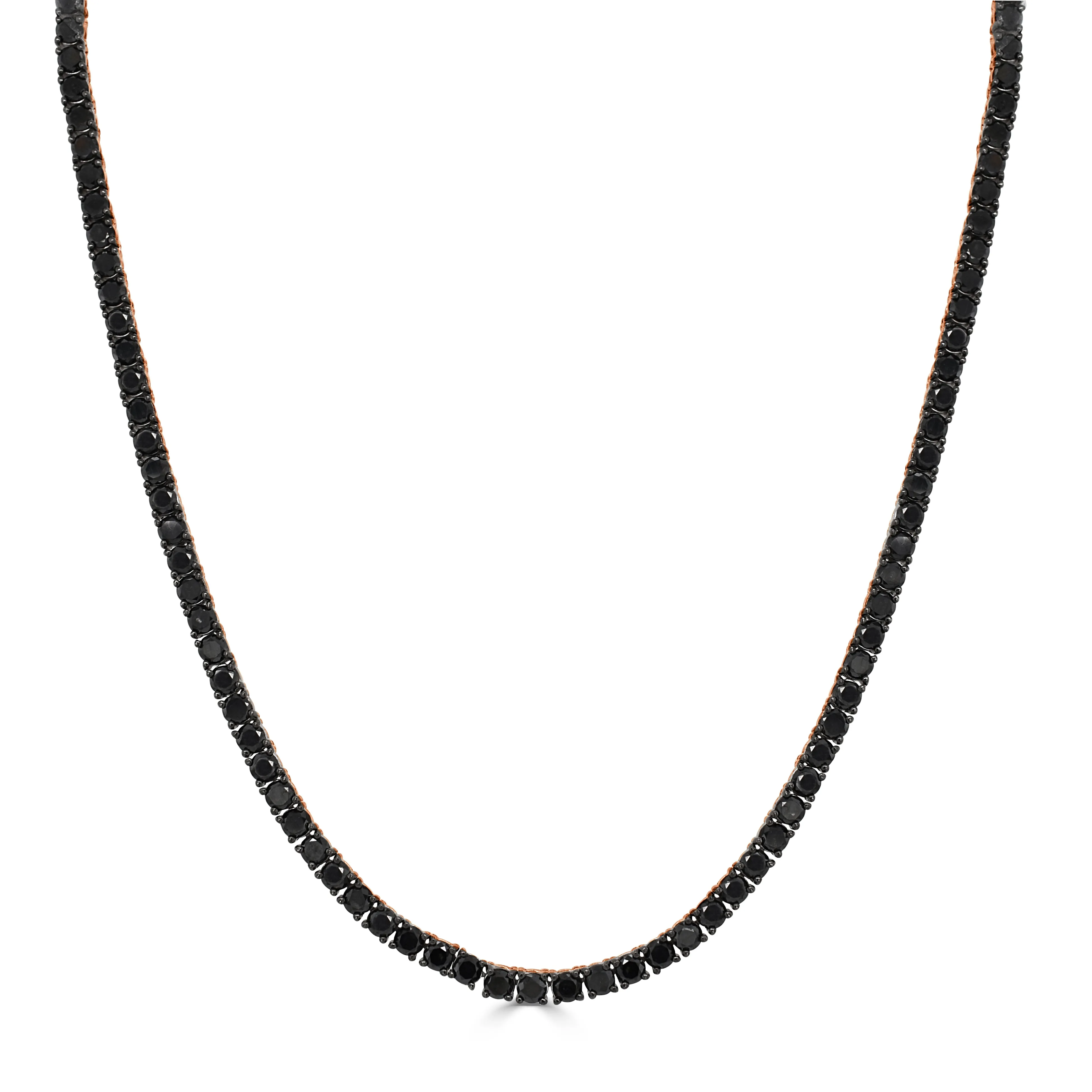 14K Gold & Black Diamond Tennis Necklace - 10.67ct