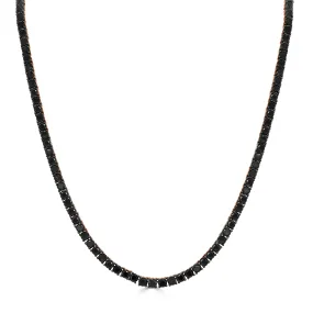 14K Gold & Black Diamond Tennis Necklace - 10.67ct