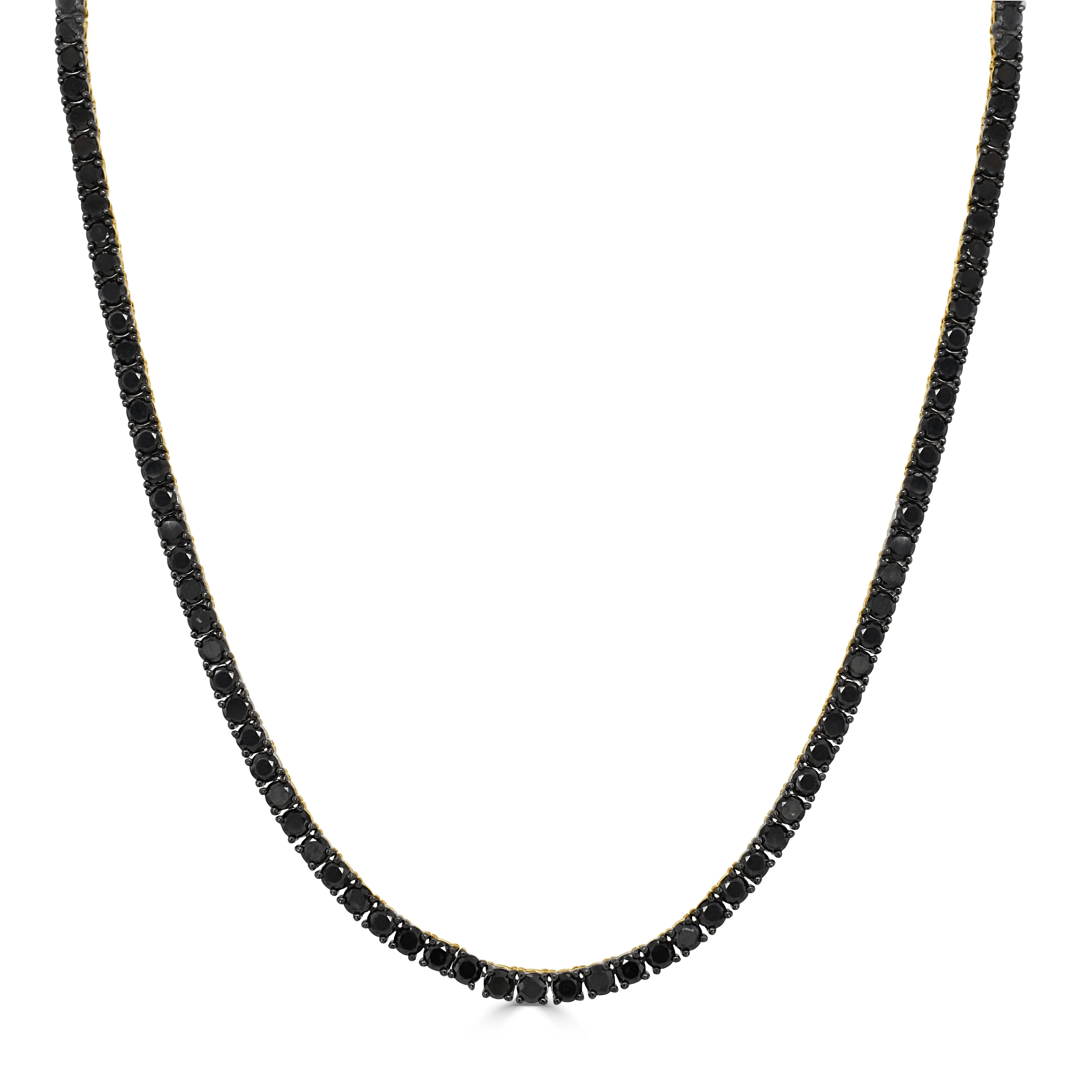14K Gold & Black Diamond Tennis Necklace - 10.67ct