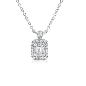 14k Gold Baguette 0.11 ct, Round 0.12 Ct Diamond Necklace, available in White, Rose and Yellow Gold