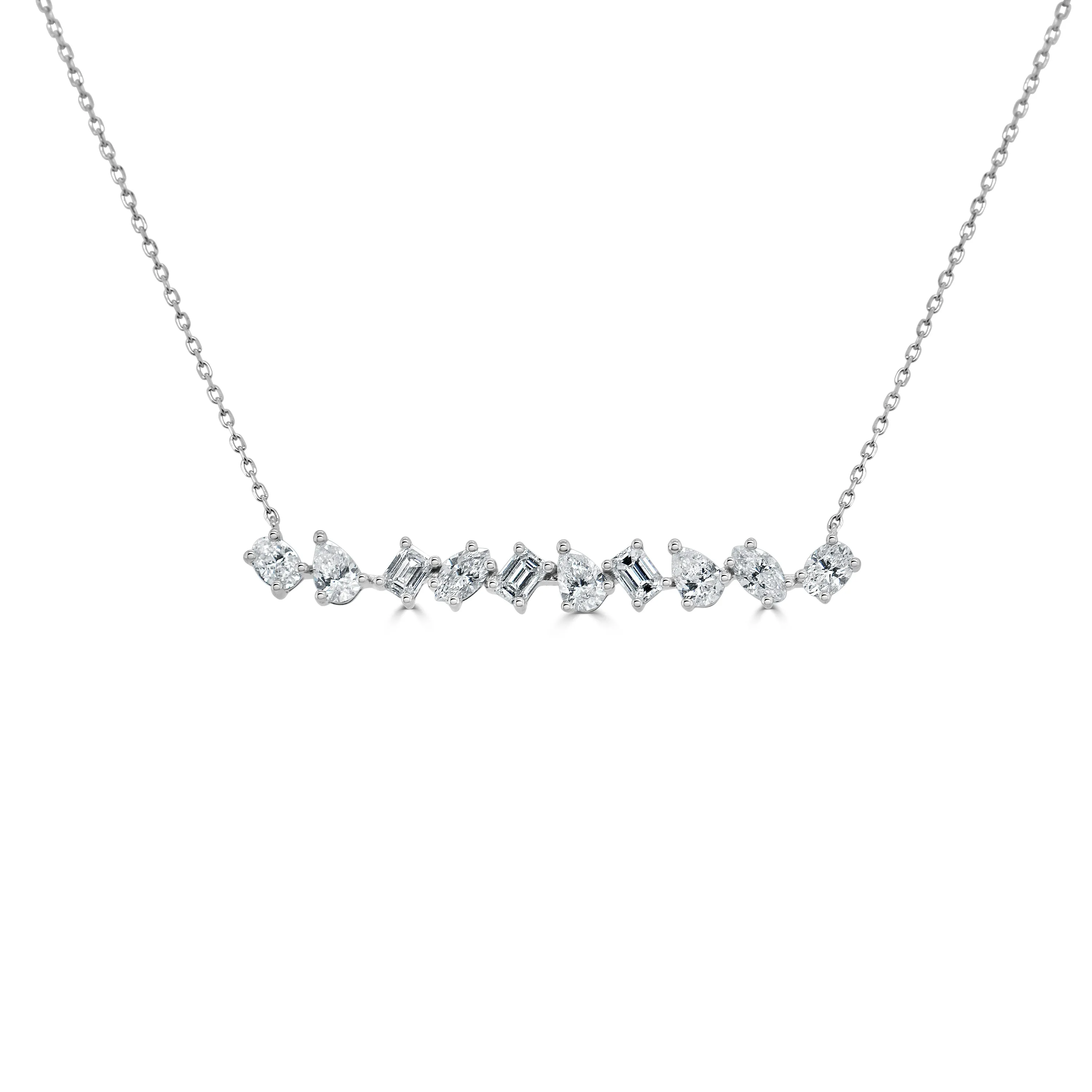 14k Gold Fancy-Shape Diamond Bar Necklace - 1.32ct