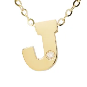 14K Gold Initial "J" Necklace (Diamond)