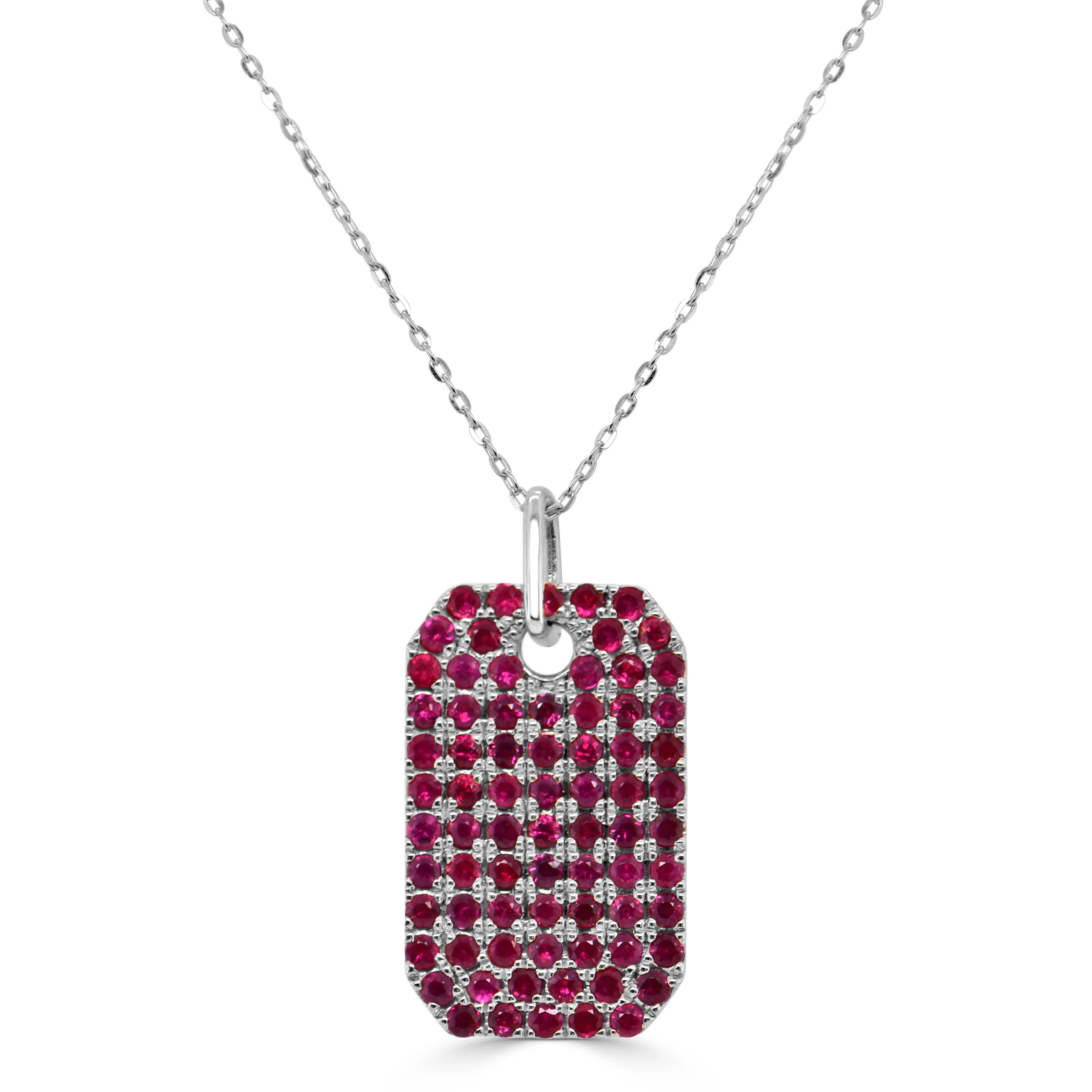 14K Gold Ruby Pave Dog Tag Charm - 1.76ct