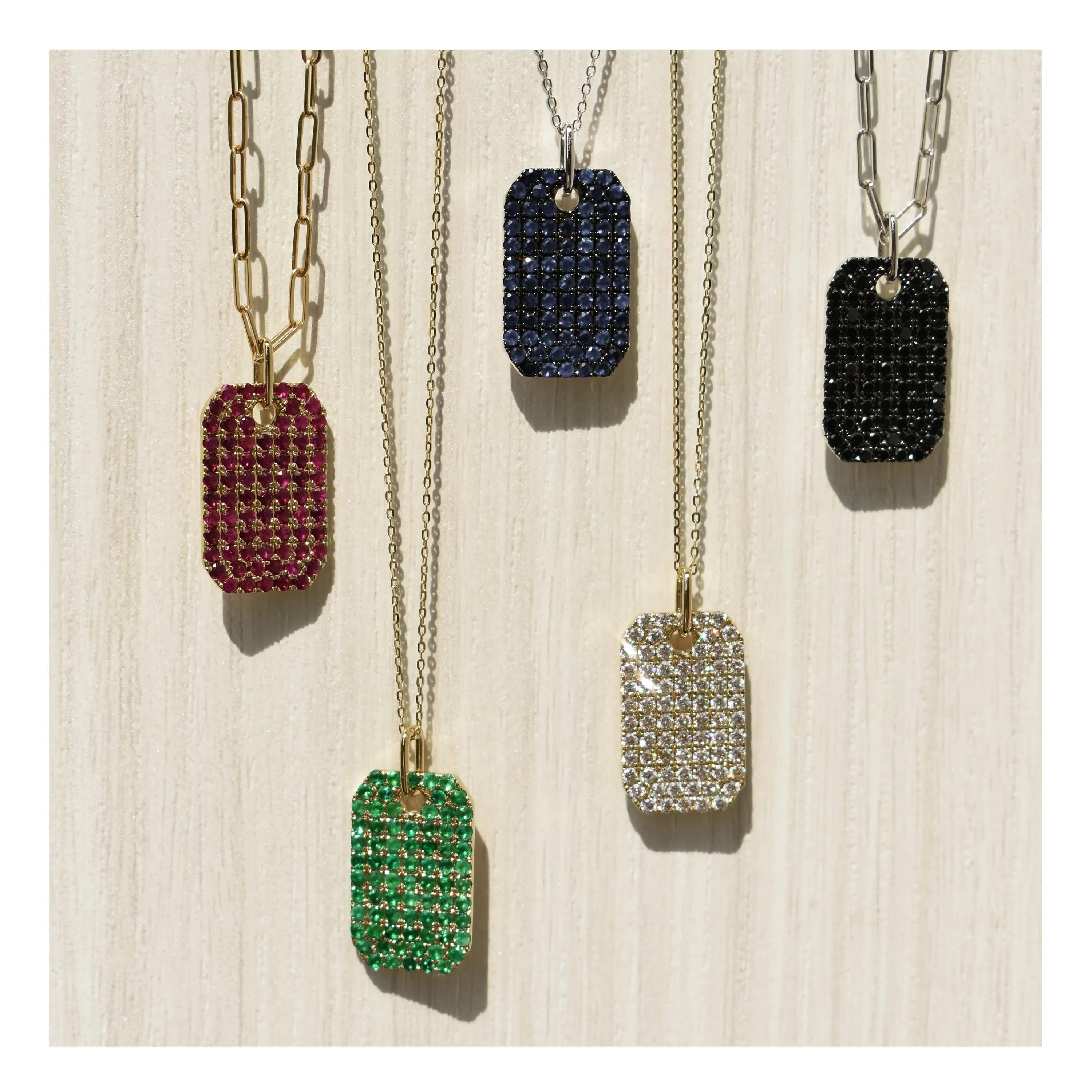 14K Gold Ruby Pave Dog Tag Charm - 1.76ct