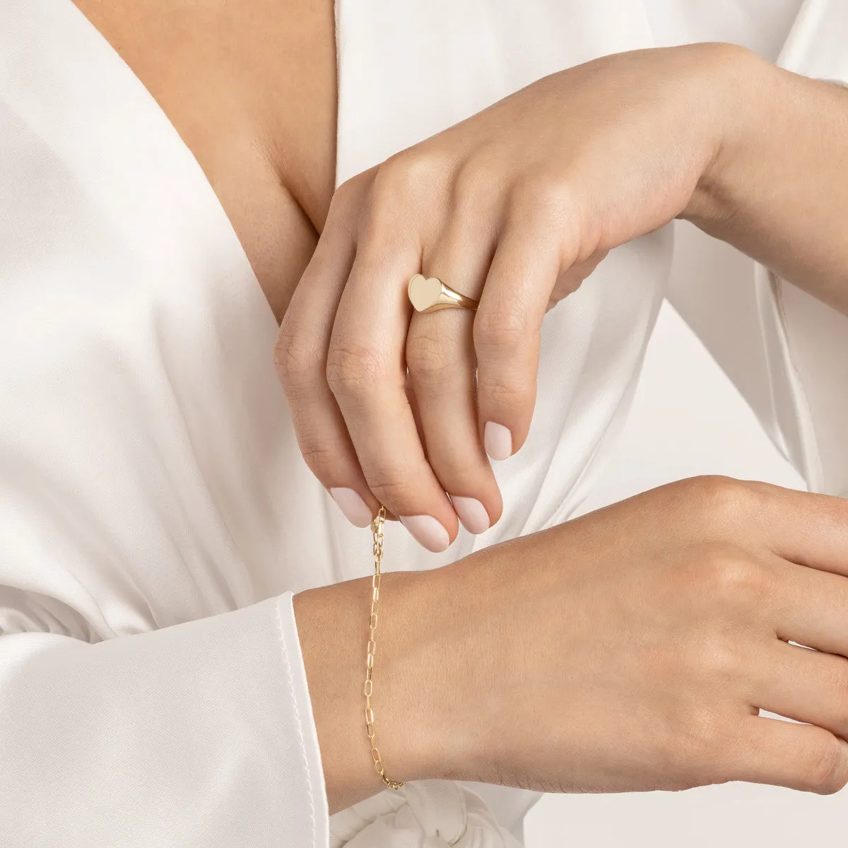 14k Gold Signet Heart Ring