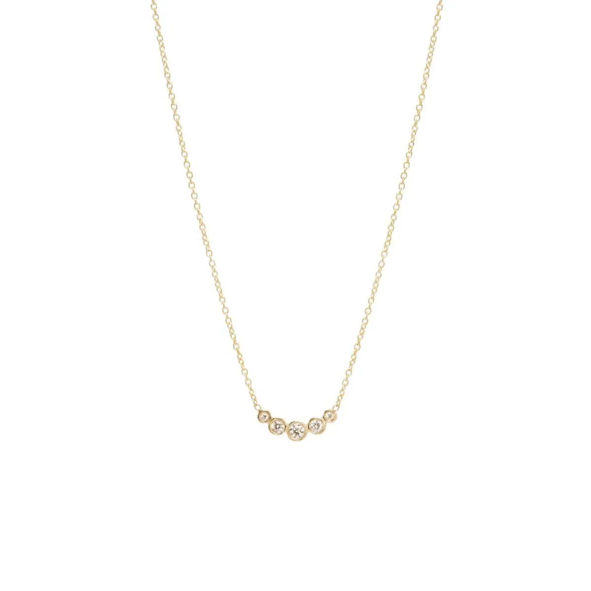 14k Graduated 5 Bezel Diamond Necklace