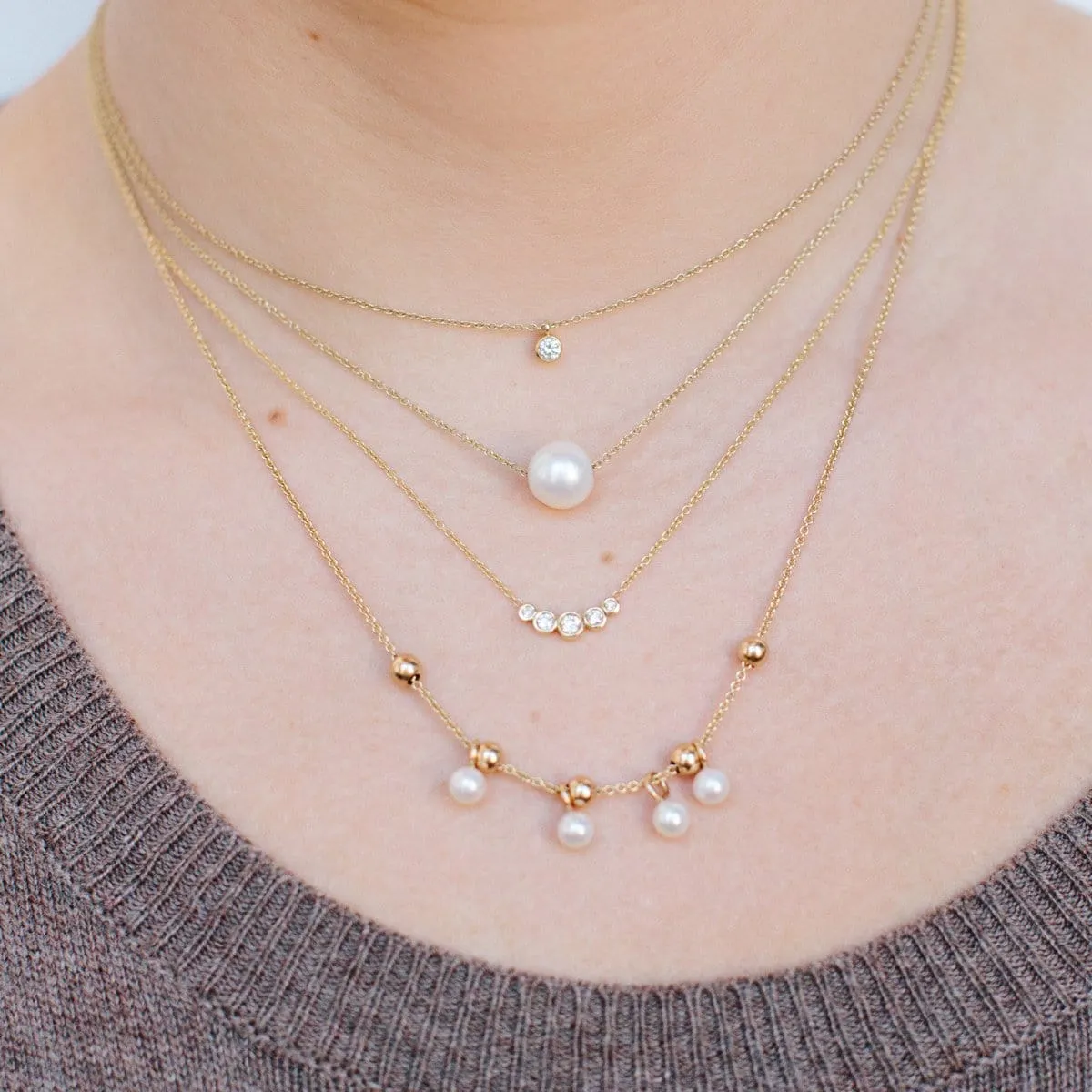14k Graduated 5 Bezel Diamond Necklace