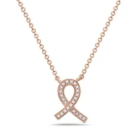 14K Rose Gold Ribbon Diamond Necklace