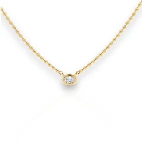 14K Round Double Bezel Diamond Necklace