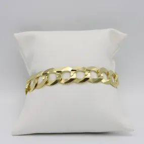 14K Solid Flat Cuban Bracelet Yellow Gold