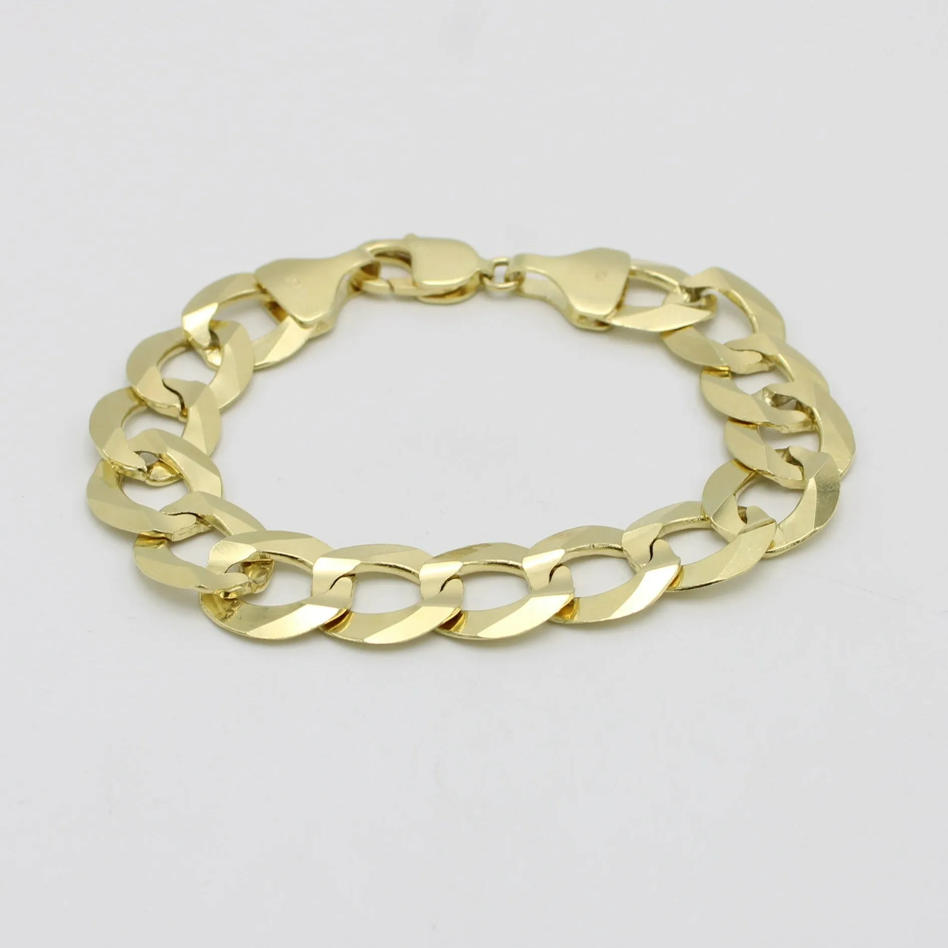 14K Solid Flat Cuban Bracelet Yellow Gold