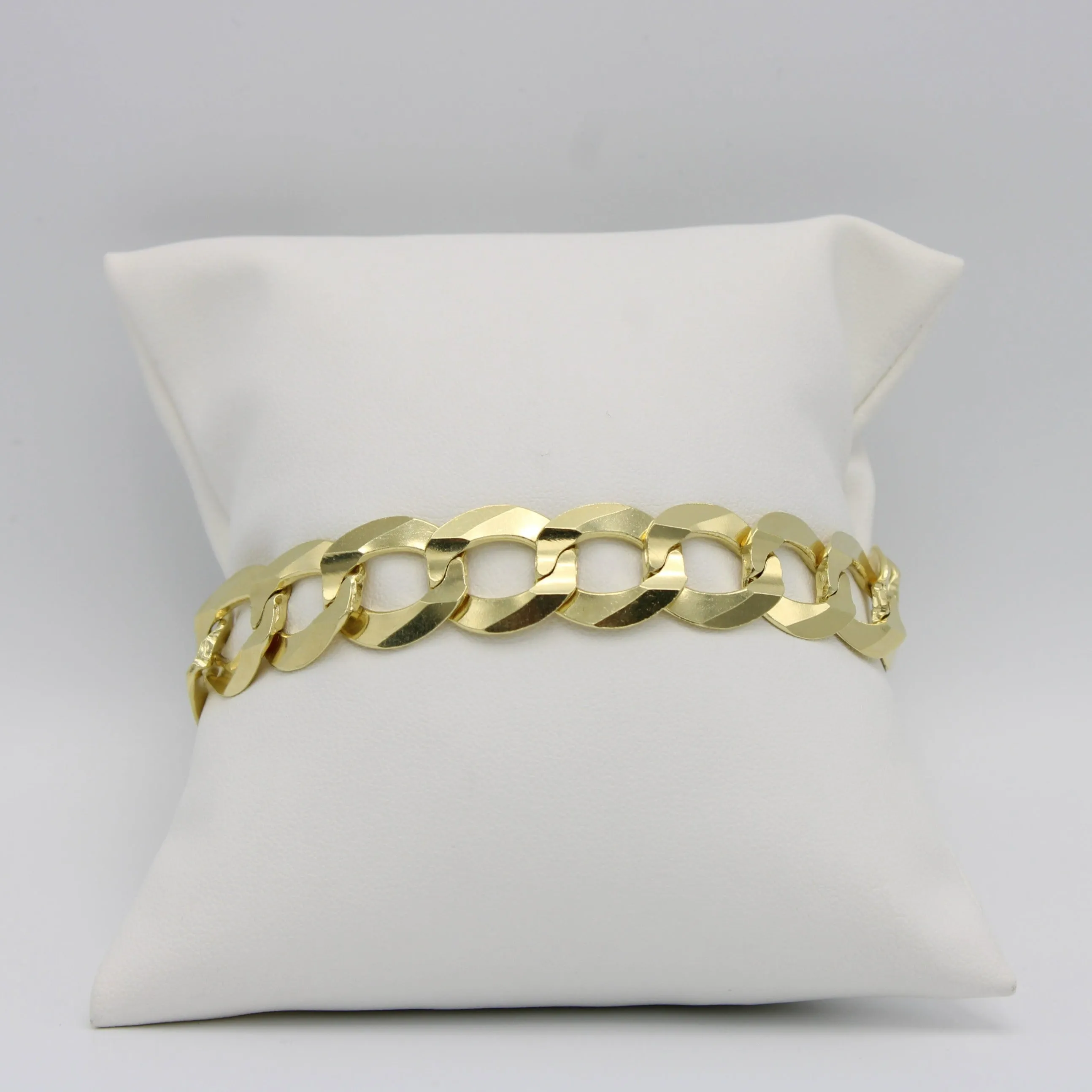 14K Solid Flat Cuban Bracelet Yellow Gold