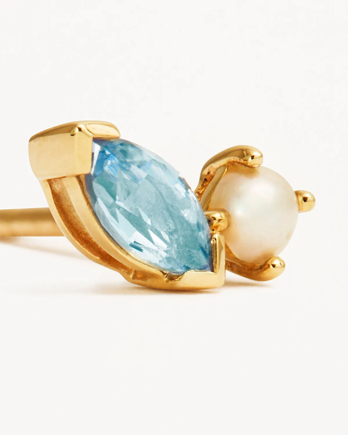 14k Solid Gold Into The Blue Stud Earring