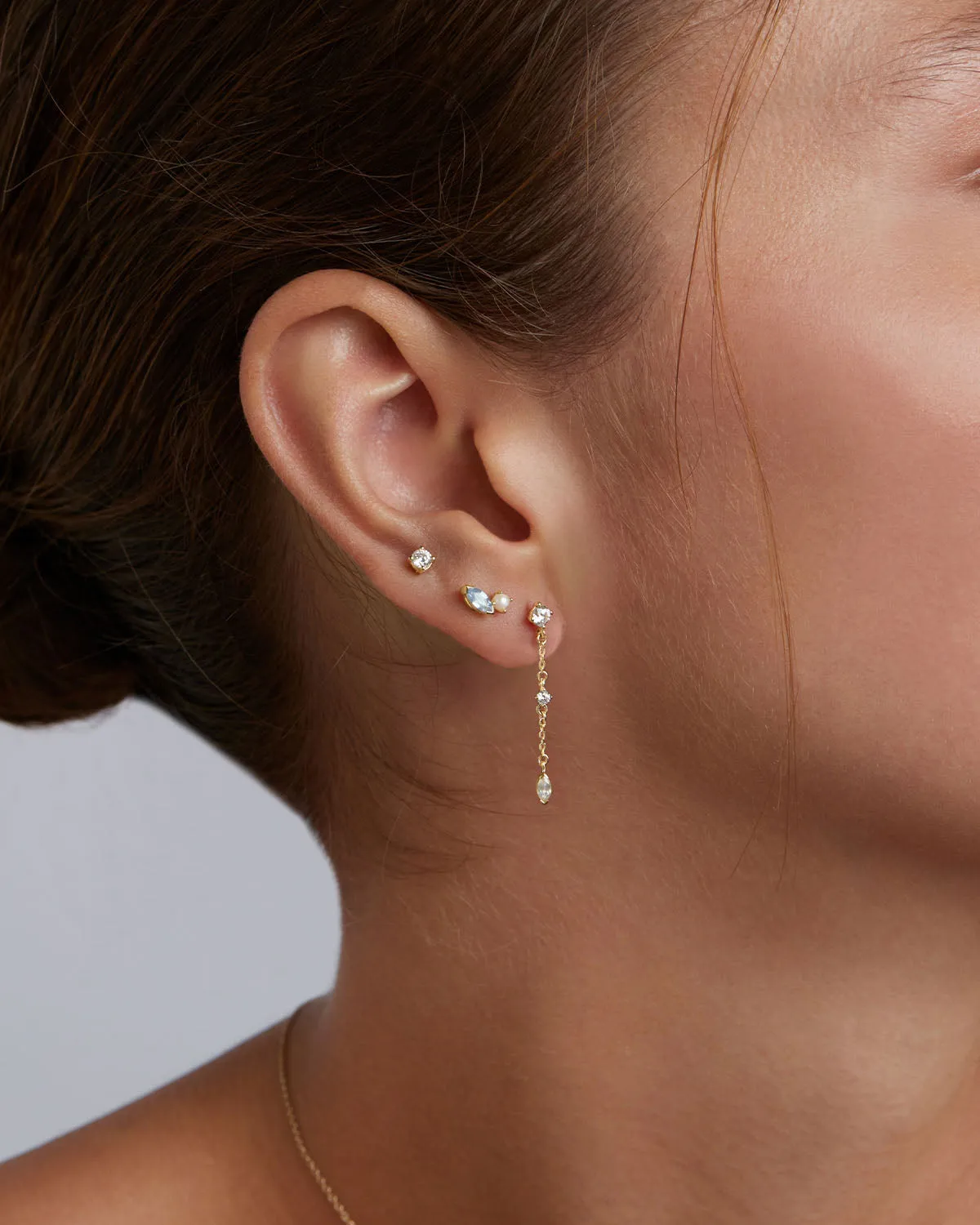 14k Solid Gold Into The Blue Stud Earring