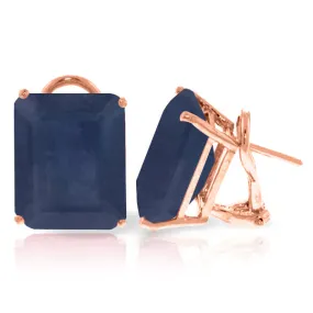 14K Solid Rose Gold French Clips Natural Sapphire Earrings