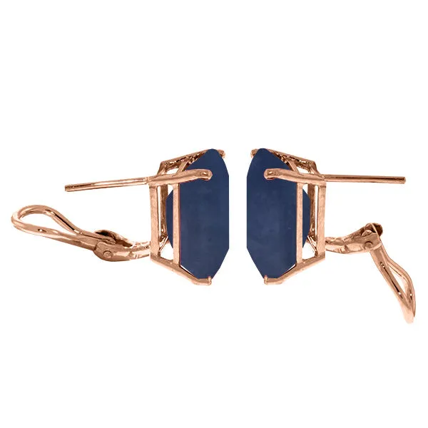 14K Solid Rose Gold French Clips Natural Sapphire Earrings