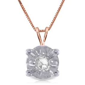 14K Solid Rose Gold Illusion Set Necklace w/ Natural Diamond