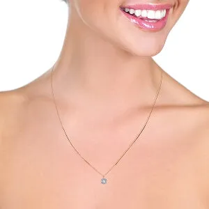 14K Solid Rose Gold Illusion Set Necklace w/ Natural Diamond