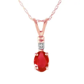 14K Solid Rose Gold Natural Diamond & Ruby Necklace Gemstone