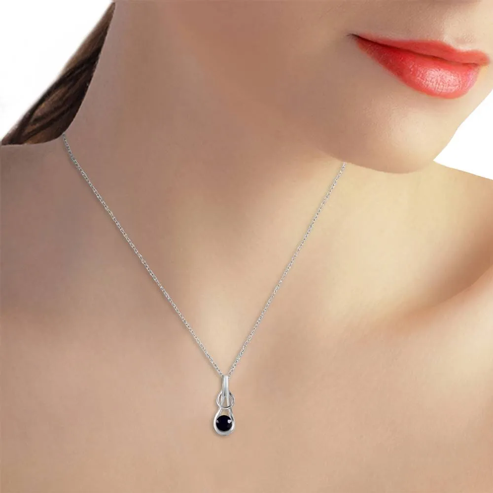 14K Solid White Gold Necklace Natural 0.5 Carat Black Diamond