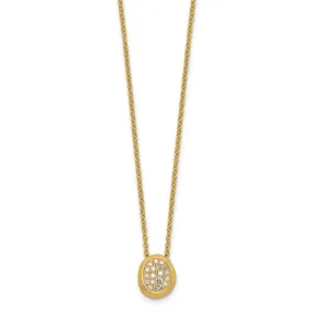 14K Textured Diamond Oval Necklace