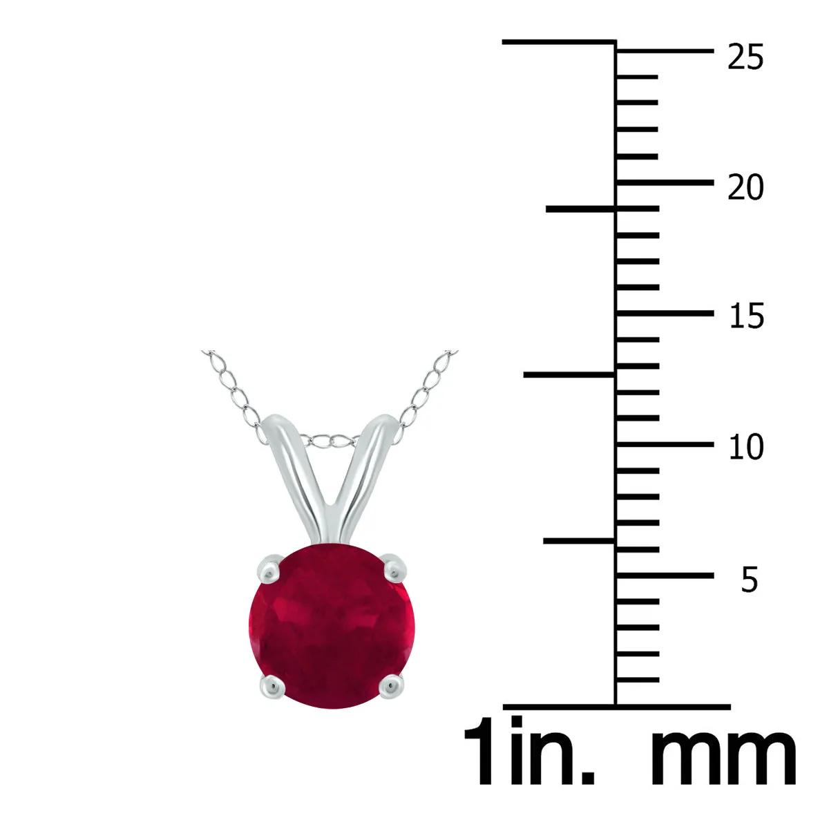 14K White Gold 5Mm Round Ruby Pendant