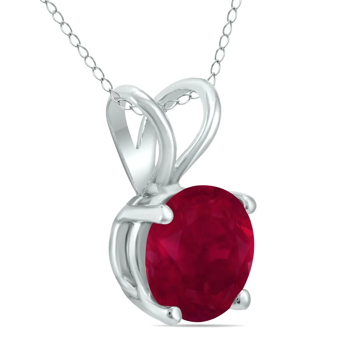 14K White Gold 5Mm Round Ruby Pendant