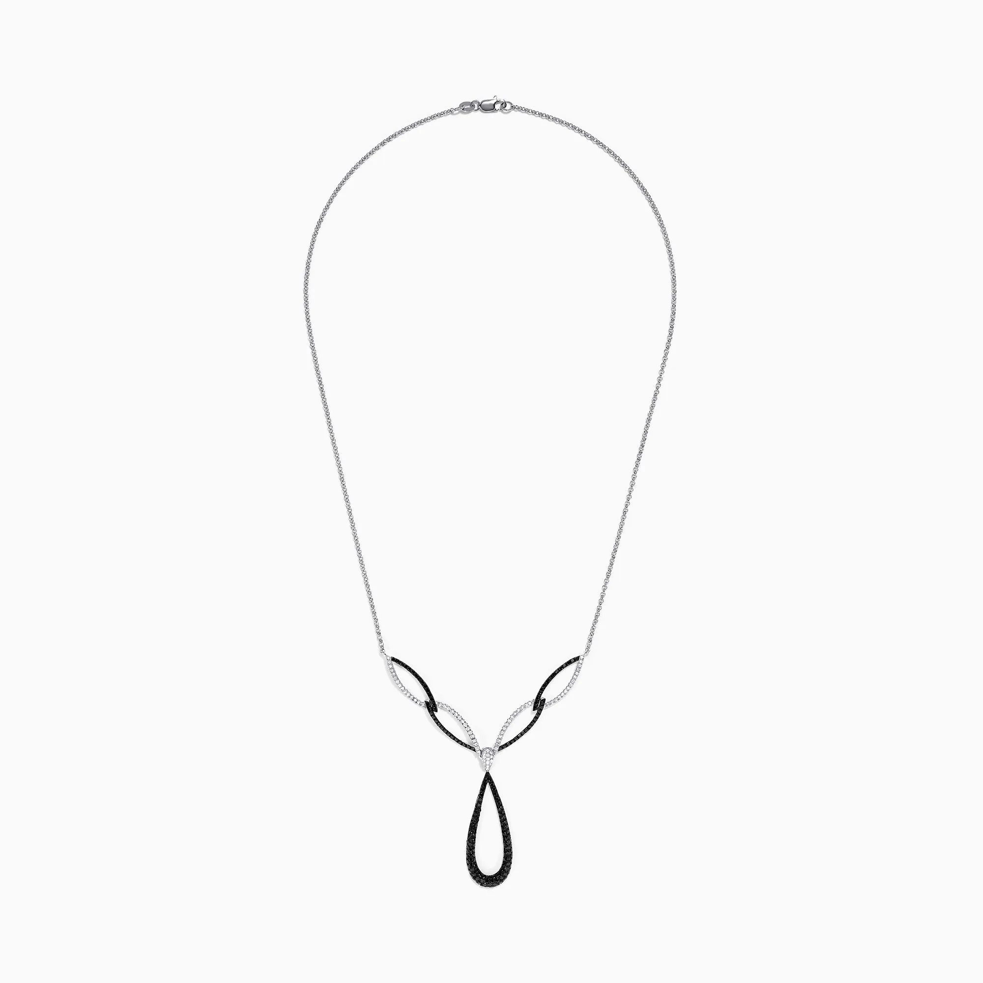 14K White Gold Black and White Diamond Necklace, 1.46 TCW