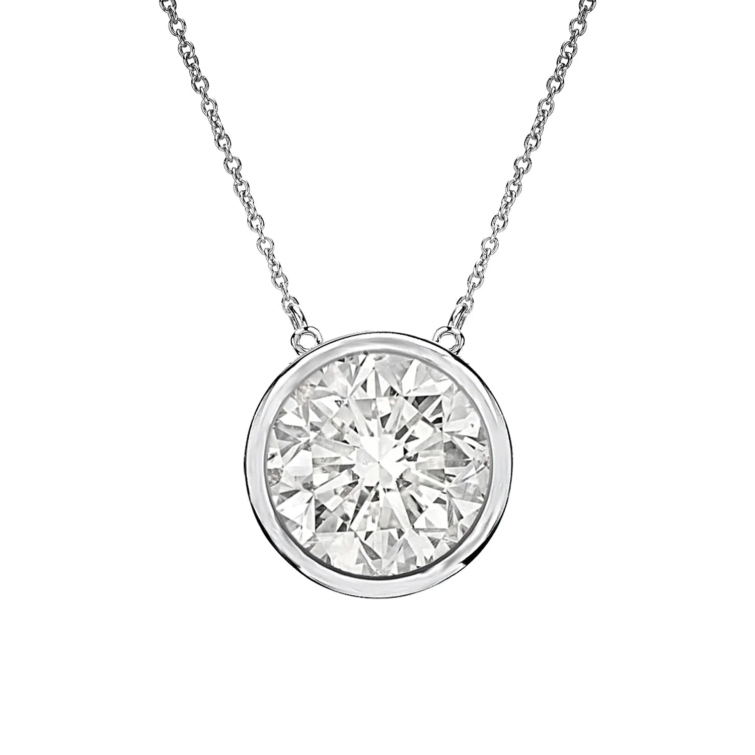 14k White Gold Diamond Bezel Pendant-2.12ct K/VS1