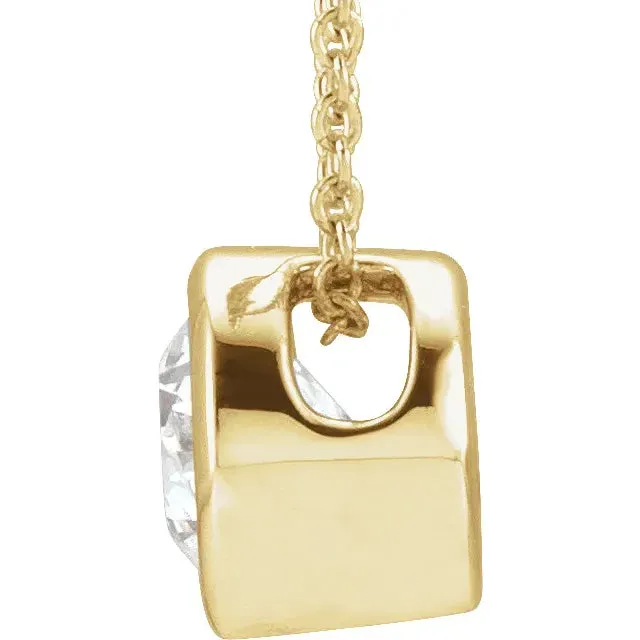 14K Yellow Gold 1/2 CT Lab-Grown Diamond Solitaire 16-18" Necklace