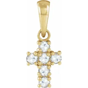 14K Yellow Gold 1/8 CTW Rose-Cut Natural Diamond Cross Pendant