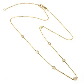 14K Yellow Gold Diamond By The Yard Round Bezel Diamond Necklace