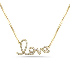 14K Yellow Gold Diamond Love Necklace