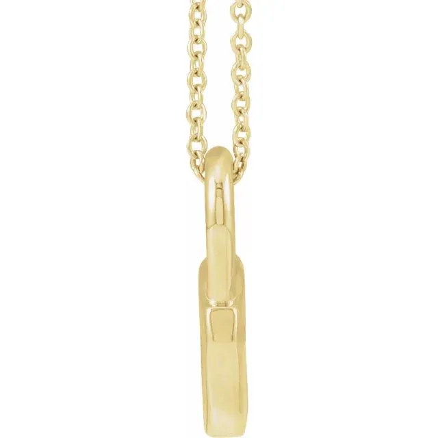 14K Yellow Gold Engravable Lock 16-18" Necklace