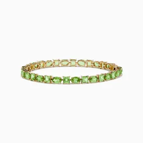 14K Yellow Gold Peridot Tennis Bracelet 13.50 TCW