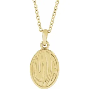 14K Yellow Gold Retro "Love" 16-18" Necklace