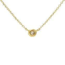 14K Yellow Gold Single Diamond Bezel Necklace