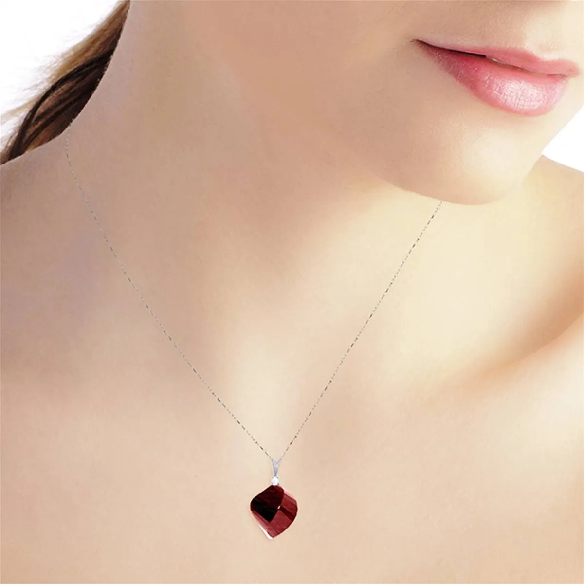 15.3 Carat 14K Solid White Gold Necklace Diamond Twisted Briolette Ruby