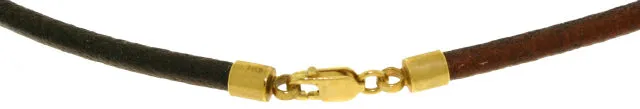 15.51 Carat 14K Solid Yellow Gold Leather Necklace Diamond Ruby