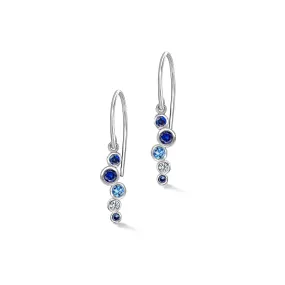 18k Blue Sapphire & Aquamarine Cascade Earrings