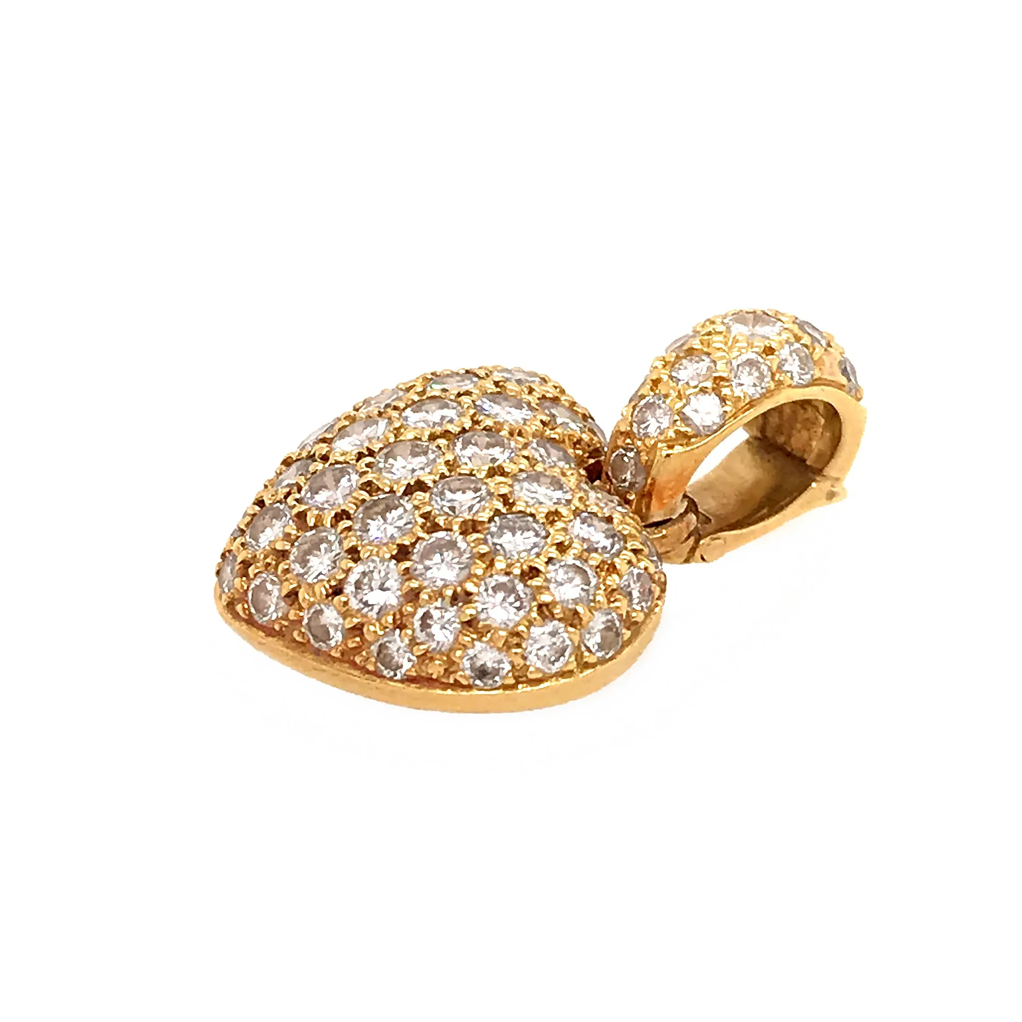 18k Gold Diamond Pave Heart Pendant